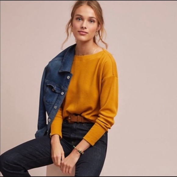 Anthropologie Tops - Anthro Akemi + Kin Waffle Knit Top Thermal Mustard